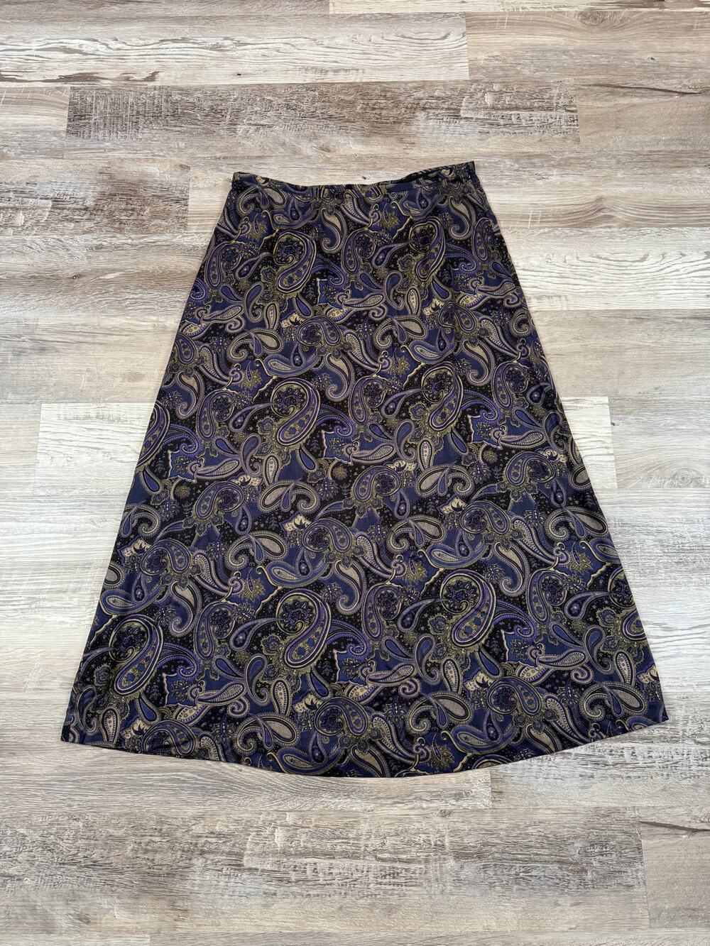 Vintage 90s Paisley Maxi Skirt Purple Black Whimsigoth Dark Academia Fall 16